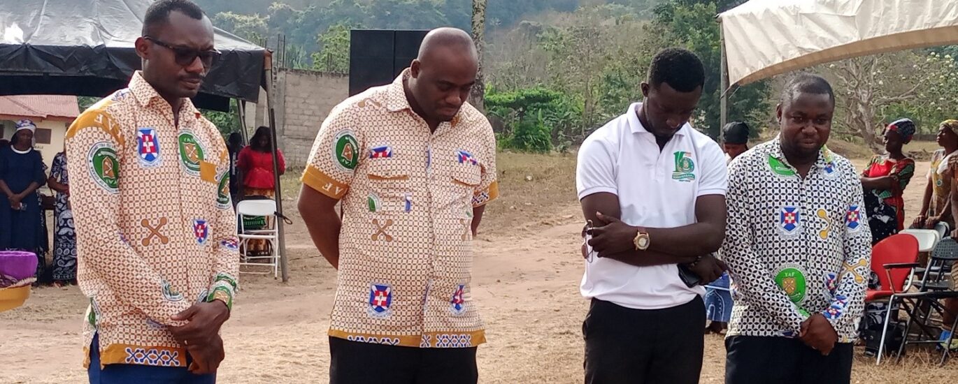 (L-R) Ebenezer Ernest Aveti, National Financial Secretary, Dr. Philip Kankam, National President, Mr. Ronald Antwi-Barfi, Kumawu District President and Mr. Dominic Agyenim Boateng, Sekyere Presbytery President worshipped with Ebenezer Congregation, Kumawu before visiting the communities